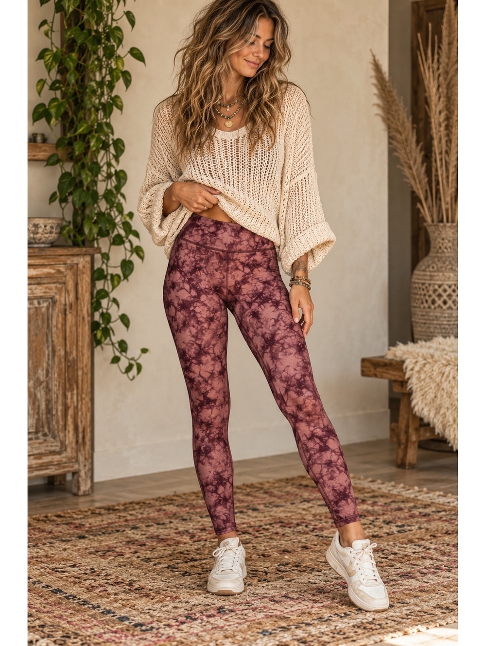 Athleta Salutation Stash Pocket II 7/8 Leggings XL Tie Dye